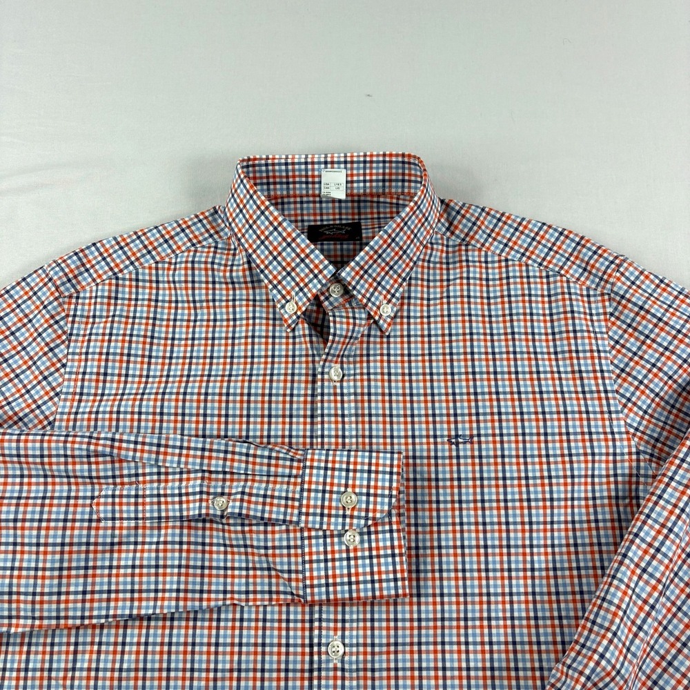 Paul & Shark Orange, Blue & White Plaid Button-Down Shirt